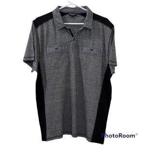 Vroom & Dreesmann Men Gray Blk Pin Stripe Short Sleeve Shirt 100% Cotton Sz XL